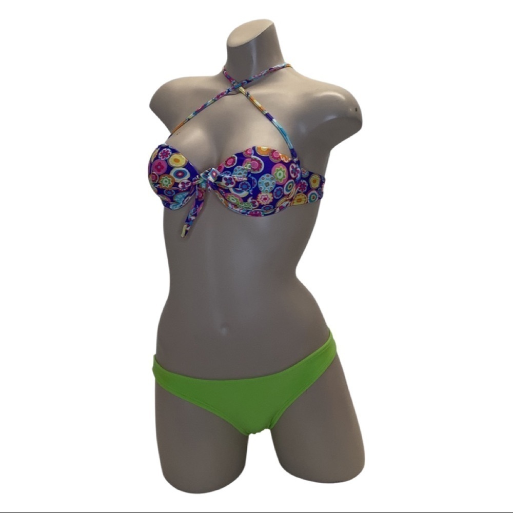 Recco Size Small Brazilian Floral Underwire Top & Green Bottom Bikini Set. New